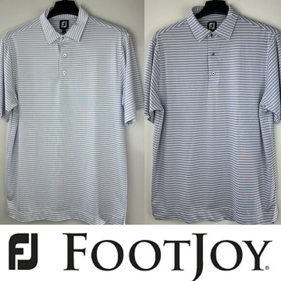 FootJoy Other - Bundle Lot of 2 Footjoy Men's Golf Polo Shirts Size Large Pinstripe Blue White